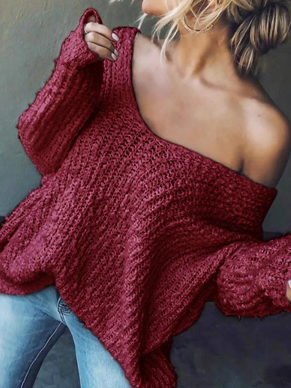 Off-Shoulder Chunky Knit Sweater