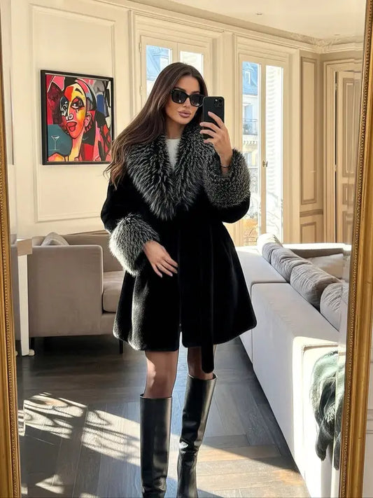 Luxury Belted Faux Fur Coat